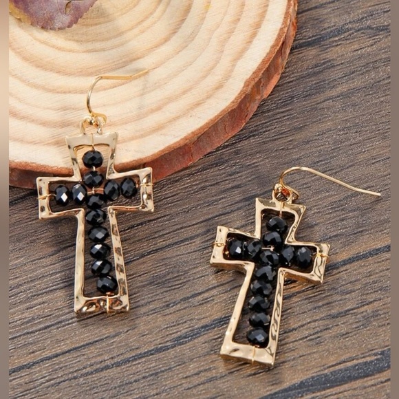 Jewelry - Cross Earrings Zinc Alloy in Black
